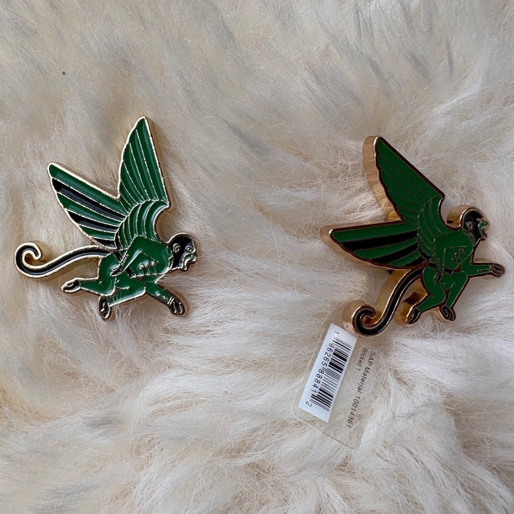 Jibbitz Wicked Flying Monkey Crocs Shoe Charms Set of 2 Green Metal Enamel 2024
